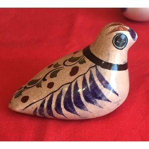 Tonala Mexican Pottery BIRD Figurine Handmade Folk Art Hand Painted Vintage